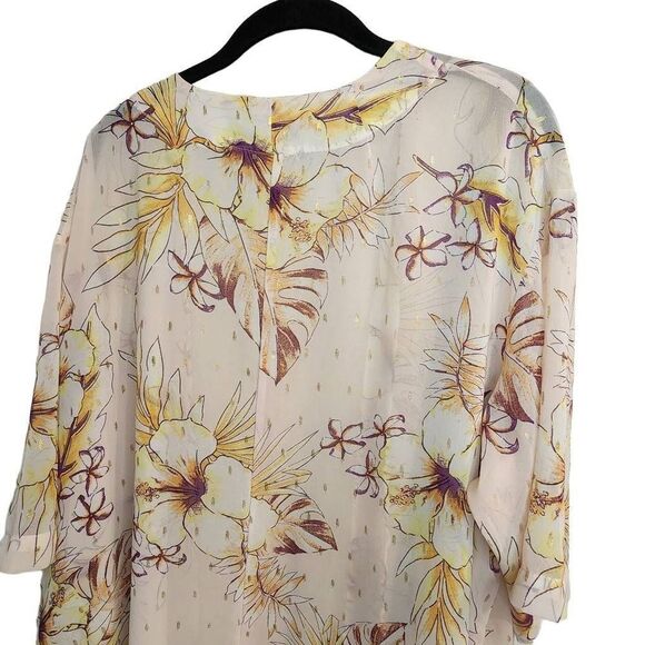 Gypsies & Moondust Sheer Boho Pink Gold Dot Floral Duster Size Medium NWOT - Picture 10 of 12